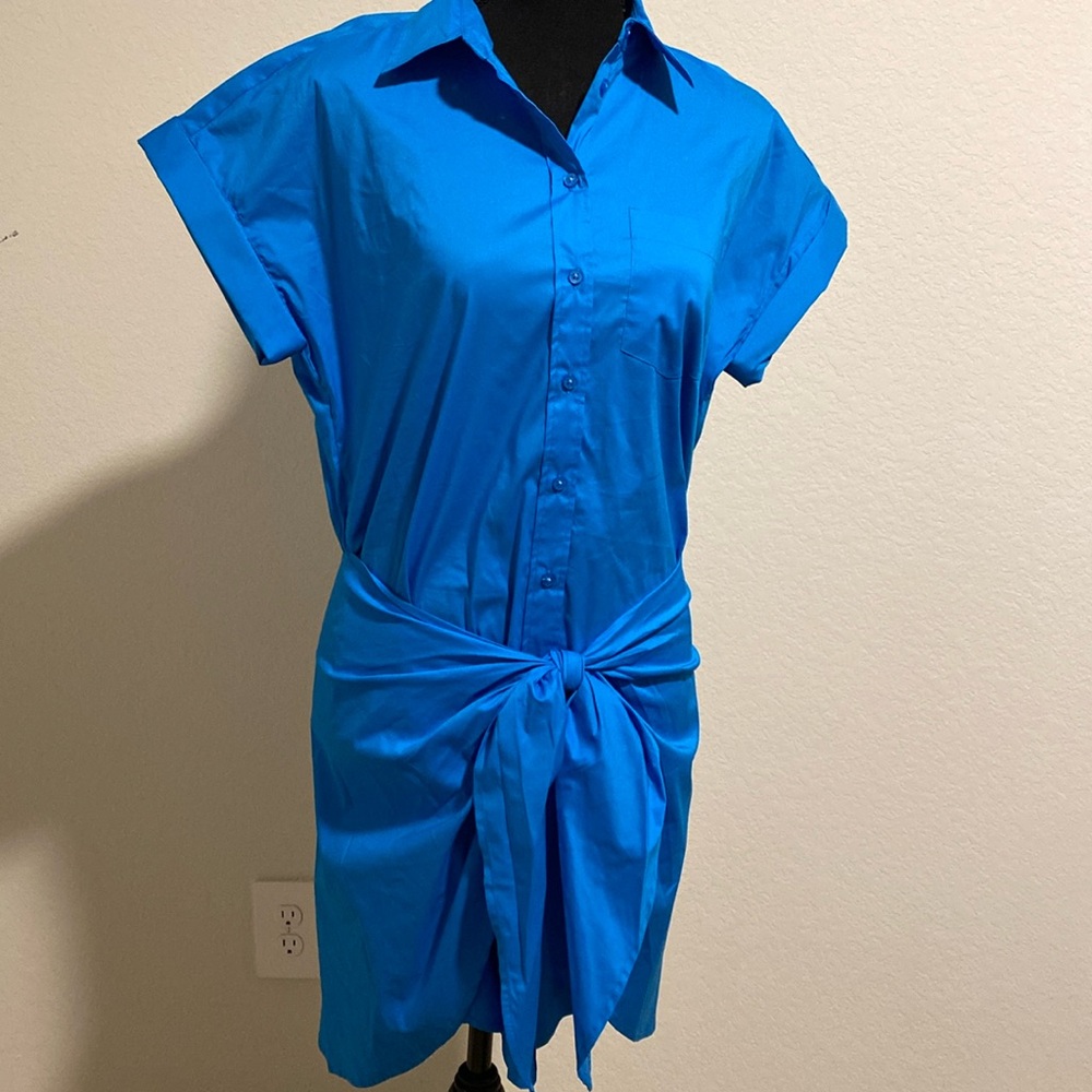 Ralph Lauren silky, cotton ocean blue dress